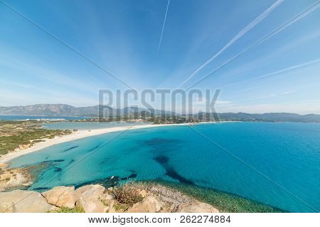 Clear Water And White Sand In Porto Giunco, Villasimius. Sardinia, Italy