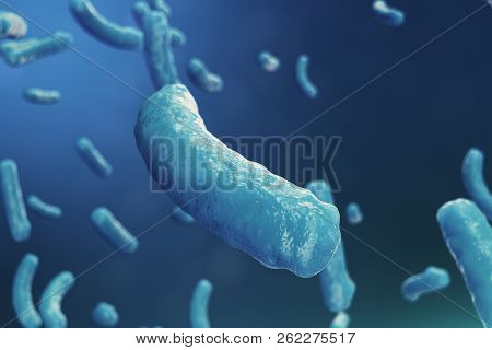 3d Illustration Virus Backgorund. Virus Influenza, Hepatitis, Aids, E. Coli, Colon Bacillus. Concept