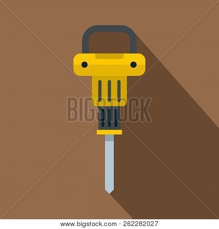 Pneumatic Hammer Icon. Flat Illustration Of Pneumatic Hammer Icon For Web