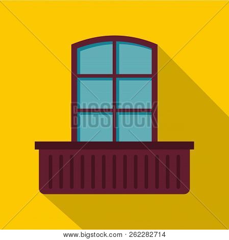 Retro Window And Flowerbox Icon. Flat Illustration Of Retro Window And Flowerbox Icon For Web