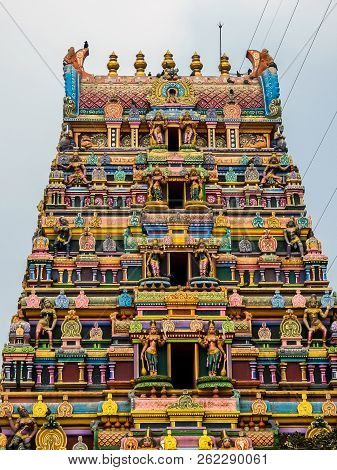 Vijayawada, India - Circa January, 2018. View Of Shri Gayatri Ammavari Temple, Vijayawada, India.