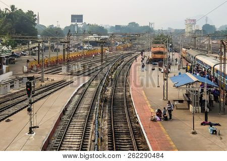 Vijayawada, India - Circa January, 2018. View Of Railway Station In Vijayawada, India.