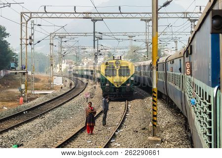 Vijayawada, India - Circa January, 2018. View Of Railway Station In Vijayawada, India.