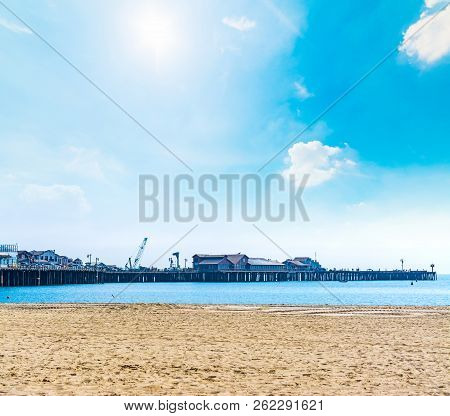 Stearns Wharf Beach In Santa Barbara. Southern California, Usa