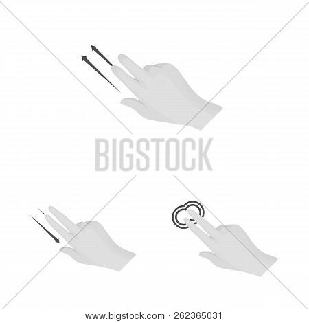 Vector Illustration Of Touchscreen And Hand Icon. Set Of Touchscreen And Touch Vector Icon For Stock