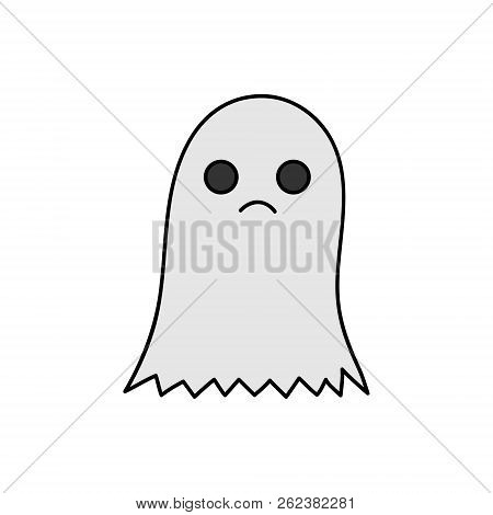 Cute Hand Drawn Spooky Ghost Vector Illustration. Halloween Scary White Spook, Isolated.