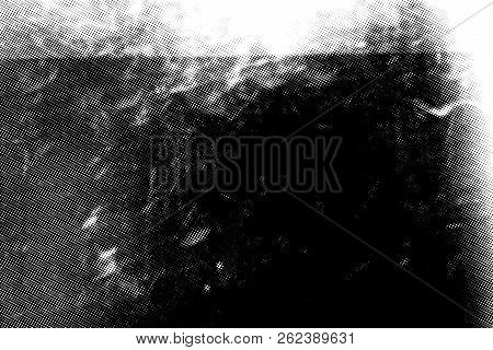 Grunge Used Dirty Background. Distress Urban Frame Texture. Brushed Black Paint Cover. Overlay Aged 