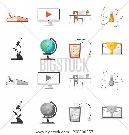 Vector Illustration Of Education And Learning Sign. Set Of Education And School Vector Icon For Stoc
