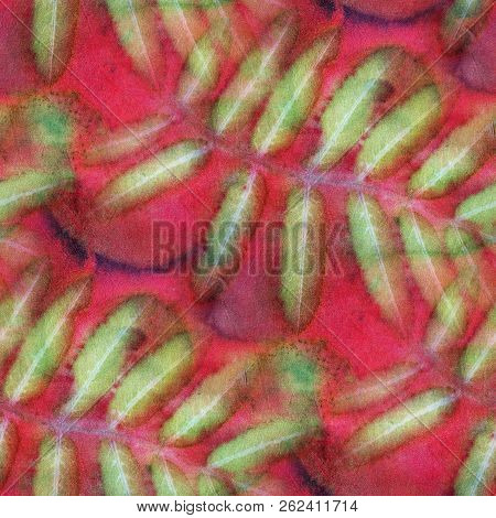 Seamless Botanical Print With Leaf Prints On Natural Silk. Hand-drawn Illustration.2