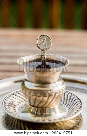 Traditional Turkish Tea In A Silver Tray