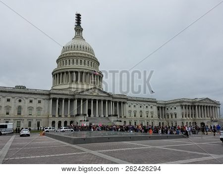 Washington, Dc - October 06, 2018: Protesters At The Capitol Building During The Senate Vote For The