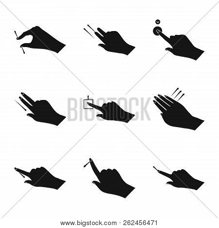 Vector Design Of Touchscreen And Hand Symbol. Collection Of Touchscreen And Touch Vector Icon For St