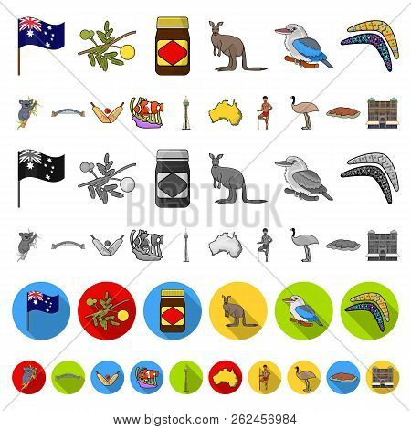 Country Australia Cartoon Icons In Set Collection For Design.travel And Attractions Vector Symbol St