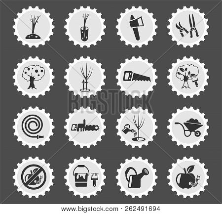 Gardening Web Icons Stylized Postage Stamp For User Interface Design