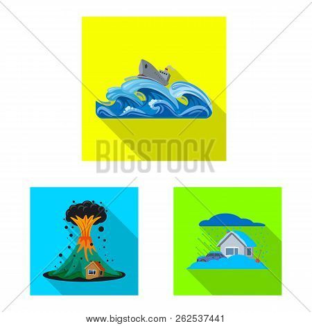 Isolated Object Of Natural And Disaster Sign. Set Of Natural And Risk Stock Vector Illustration.