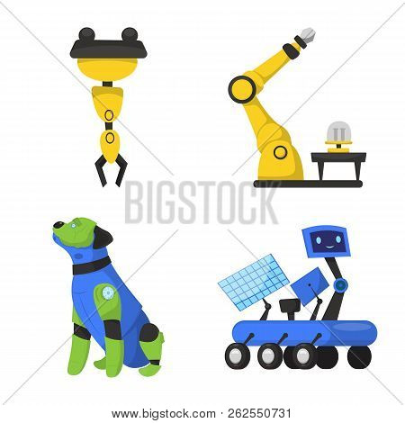 Vector Illustration Of Robot And Factory Logo. Set Of Robot And Space Stock Vector Illustration.