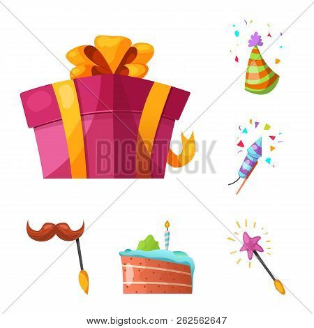 Vector Illustration Of Party And Birthday Symbol. Set Of Party And Celebration Stock Symbol For Web.