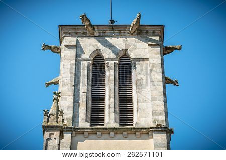 Detail Of The Bell Tower Of The Saint Jean-baptiste Church In Montaigu