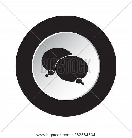 Round Isolated Black And White Button Icon - Two Speech Bubbles