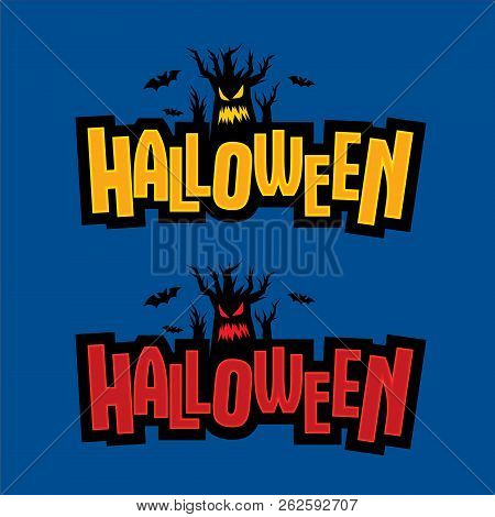 Halloween Text Logo Design Template - Tree Monster Version