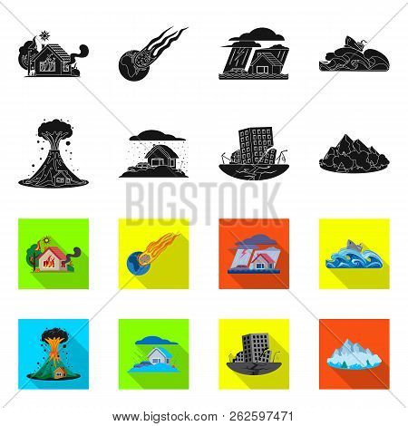 Vector Illustration Of Natural And Disaster Icon. Collection Of Natural And Risk Vector Icon For Sto