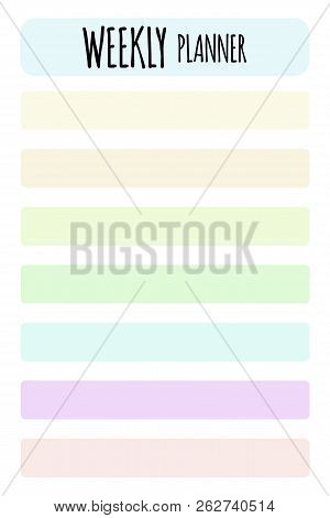 Vector Planner. Format A4. Cute Page For Notes. Notebooks, Diary, School Accessories. Cute Romantic 