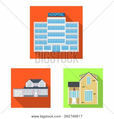 Vector Design Of Building And Front Icon. Set Of Building And Roof Stock Symbol For Web.