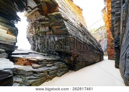 Playa las catedrales Catedrais beach in Ribadeo Galicia of Lugo Spain