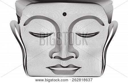 Gray Abstract 3d Lines Buddha Face Statue