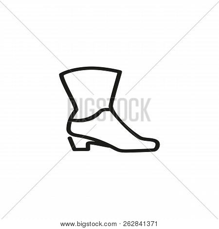 Cowboy Boot Line Icon. Ankle, Low Heel, Western. Footwear Concept. Can Be Used For Topics Like Shoe 