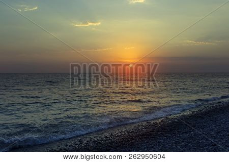 Beautiful Sunset On The Sea. Summer Background.