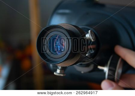 Close Up Of Eyepiece Of Telescop