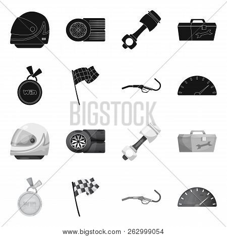 Vector Illustration Of Car And Rally Logo. Set Of Car And Race Vector Icon For Stock.