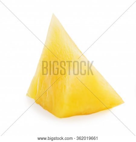 Pineapple Piece Isolated On White Background. Fresh Pineapple Chunk Macro
