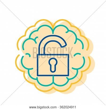 Unlock Lock Icon On Brain Extrovert Type Sign