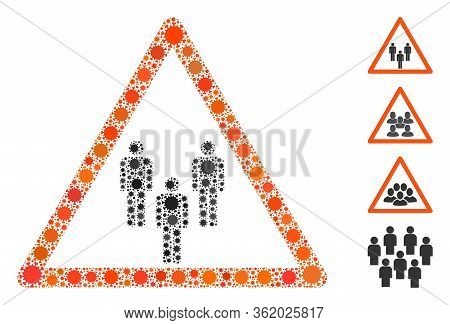 Collage Man Group Warning United From Sars Virus Icons In Variable Sizes And Color Hues. Vector Infe
