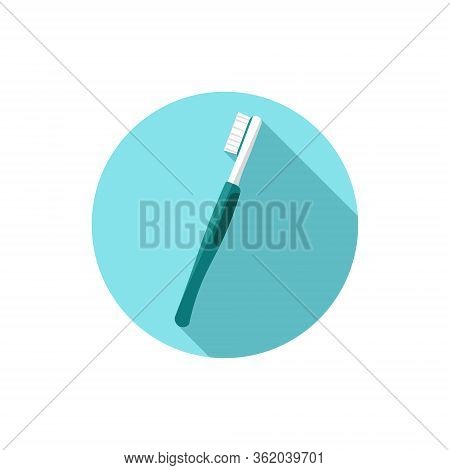 Toothbrush Vector Flat Design Blue Background With Shadow