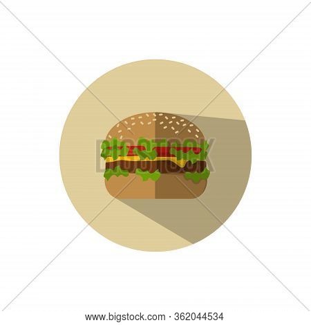 Hamburger Flat Design Vector Yellow Background Food