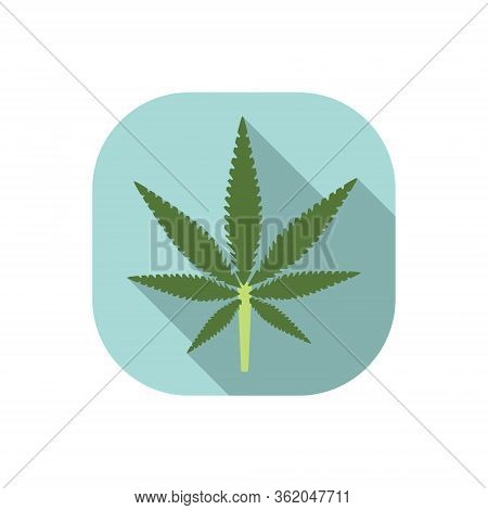 Cannabis Weed Leaf Vector Flat Design Blue Background