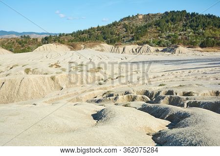 Muddy Volcanoes Paclele Mari Near Buzau, Romania. Mud And Natural-gas Eruptions Create Small Volcano