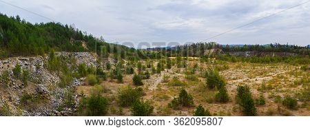 Panoramic View To Rock Quarry With Tree. Nature Sanctuary Vyri Vrch, Czech Republic
