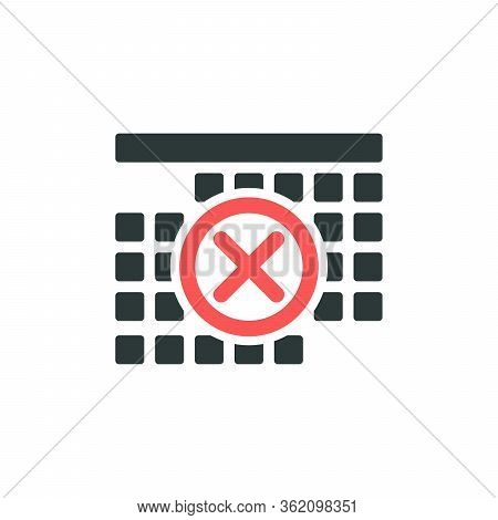 Carantine Covid-19 Calendar Icon. Stay Home Icon. Calendar Page Time Management Icon With Cross. Day