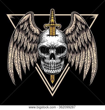 Skull Wing Badge Vector Illustration For Your Company Or Brand