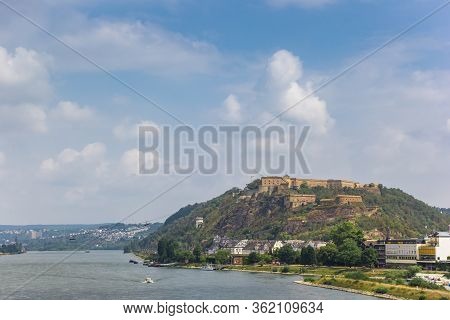 Ehrenbreitstein Fortress At The River Rhine In Koblelnz, Germany