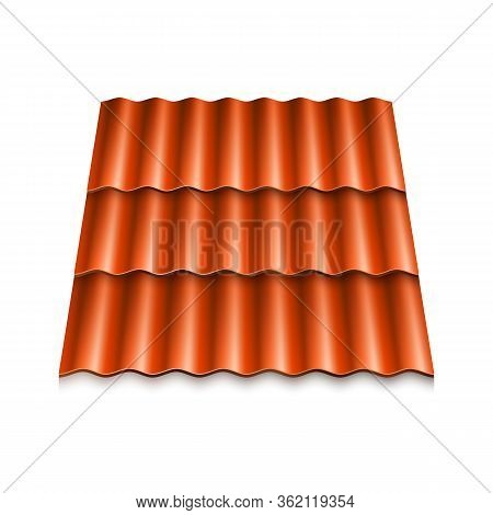 Modern Roof Coverings. Corrugated Roof Tile. Vector Illustration Isolated On White Background