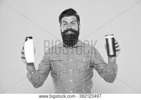 Ombine Two Products For Best Results. Liquid Soap. Bath Cosmetics. Man Bearded Hipster Hold Shampoo 