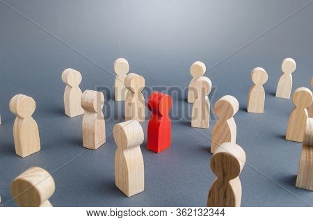 Red Person In A Crowd Of People. Complexity/difficulty Of Determining/defining Of Infected Person. H