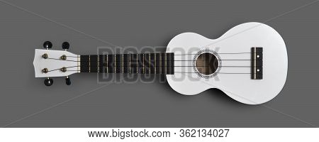 Ukulele Hawaiian Guitar On A Grey Background