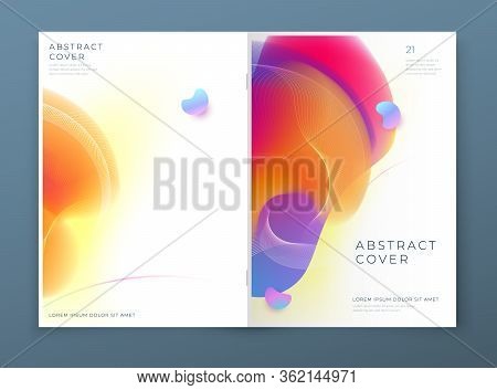 Liquid Abstract Cover Background Design. Fluid Dynamic Graphic Element For Modern Brochure, Banner, 
