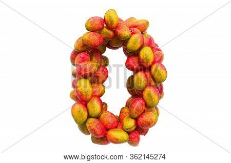 Number 0 From Mangos, 3d Rendering Isolated On White Background